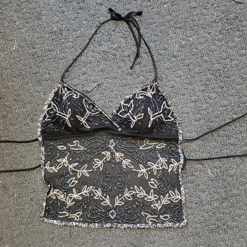 Y2K Beaded Halter Top - Picture 1 of 4